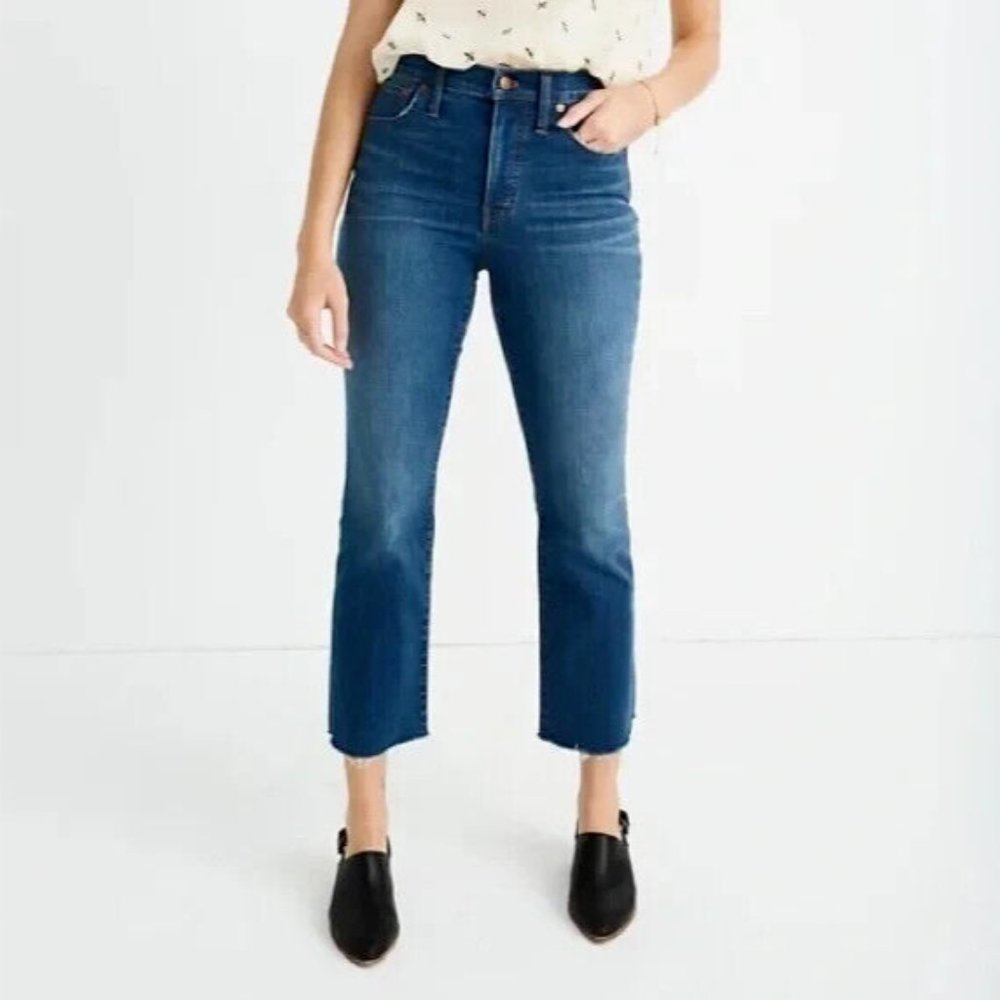 Madewell Cali Demi Boot Jeans in Preston Wash Raw Hem
